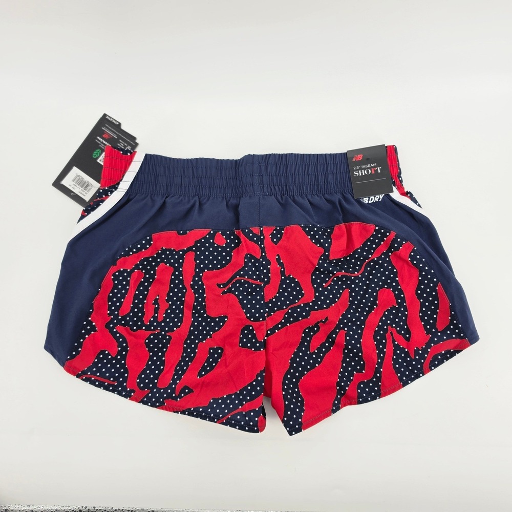 NWT New Balance Printed Accelerate 2.5 Inch Running Shorts Womens XS Navy Red